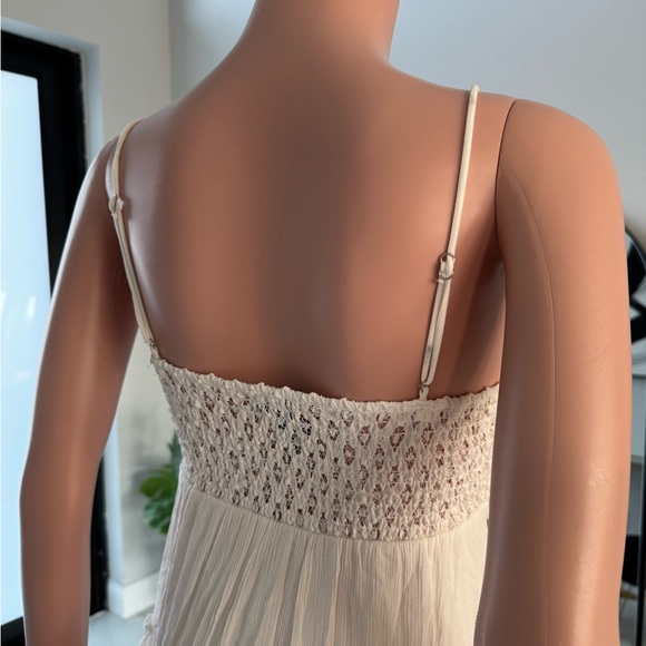 Lace Trim White Mini Dress - Picture 2 of 4